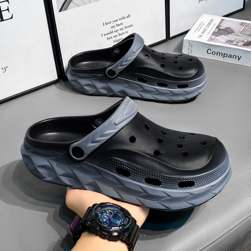 Zapatos con agujeros Sandalias antideslizantes y desodorantes para exteriores de verano para hombres, deportes, playa, ocio, conducción de doble uso, zapatillas transpirables Baotou