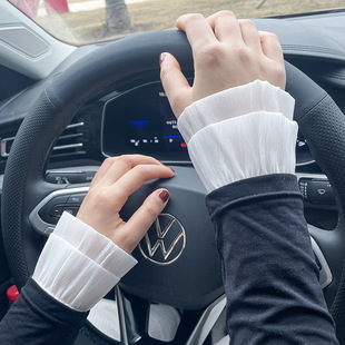 Women's fake cuff all-match white pleated fake gloves decorative fake sleeves