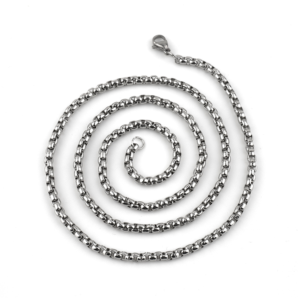 Edelstahlkette mit quadratischen Perlen, Herrenhalskette, trendiger Hip-Hop, Schmuckzubehör aus Titanstahl, Kette und Schlaufe_voghion.com