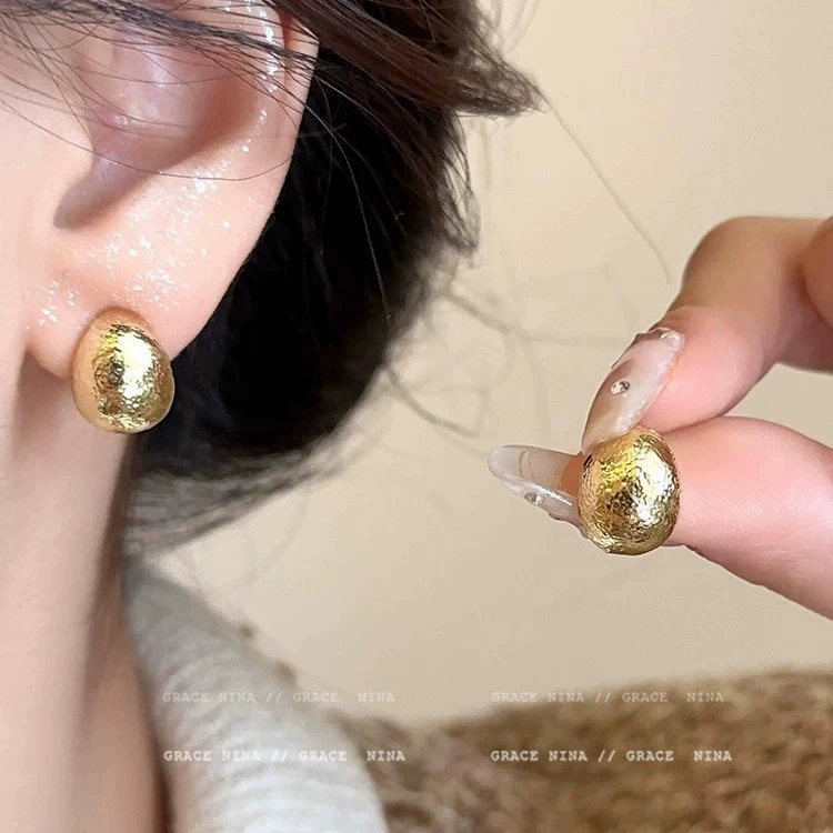 Серьги S925 с серебряной иглой, ретро универсальный металлический стиль, лёгкие 4×2×4 см