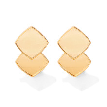 S925银重叠方形耳环创意DIY螺钿手工制作耳坠时尚女耳钉胎底配饰