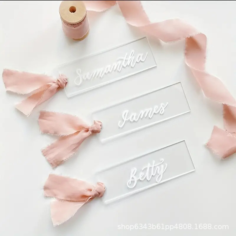 透明婚礼牌亚克力卡片完美为客人名字卡片生日宴会装饰