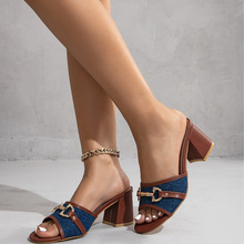 2025年新款夏季外穿粗跟时尚百搭仙女风尖头高级感凉鞋