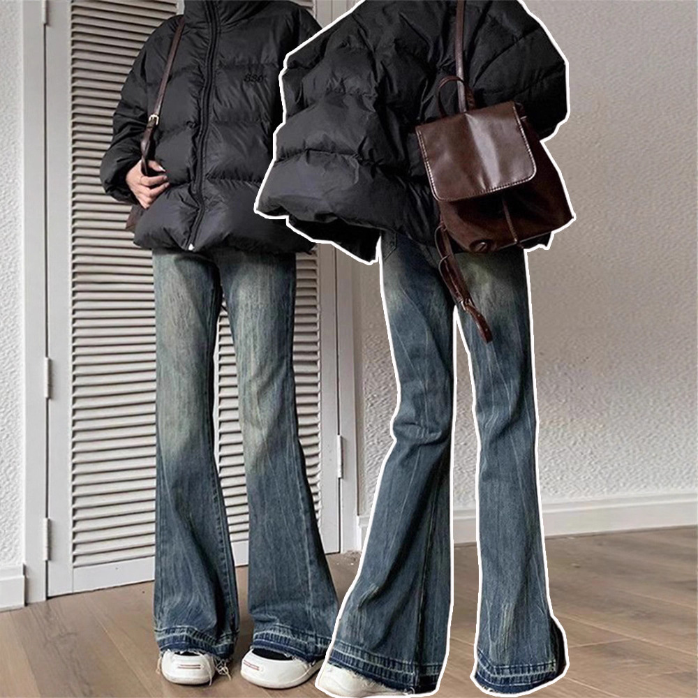 Loose Fit High-Waisted Flared Jeans for Women, Spring and Autumn 2025 New Style, Petite Straight-Leg Wide-Leg Jeans