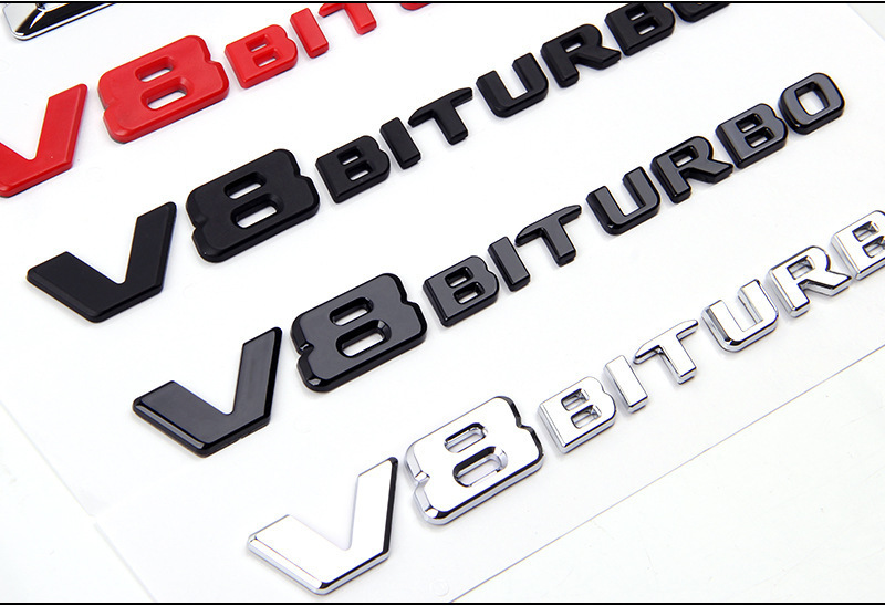 Suitable for Mercedes-Benz V8 BITURBO leaf side logo twin turbocharged rear tail logo letter label car labeling