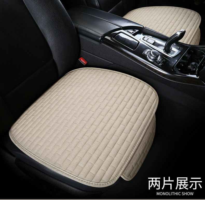 Linen Plaid Car Seat Cushion Set Universal Single Pad