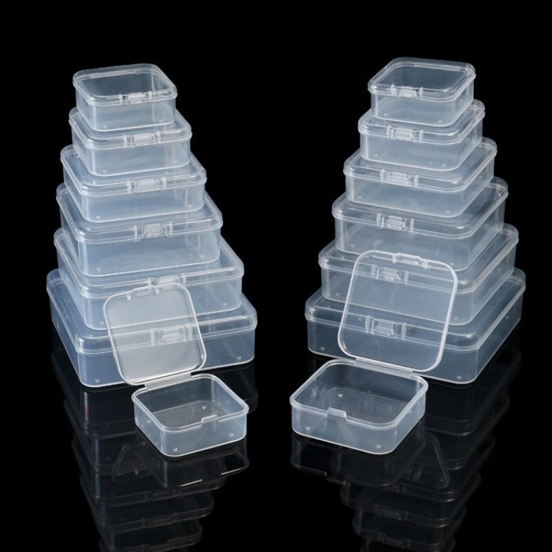 Square Pp Plastic Box Square Translucent Packaging Box Small Material Box with Lid Parts Jewelry Storage Box