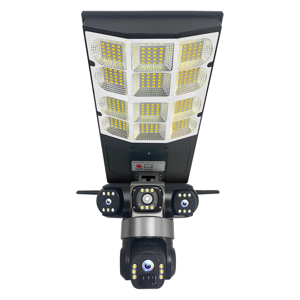 V380 solar luz de calle iluminación cámara wifi teléfono móvil remoto 4G PTZ monitoreo impermeable HD tres lentes