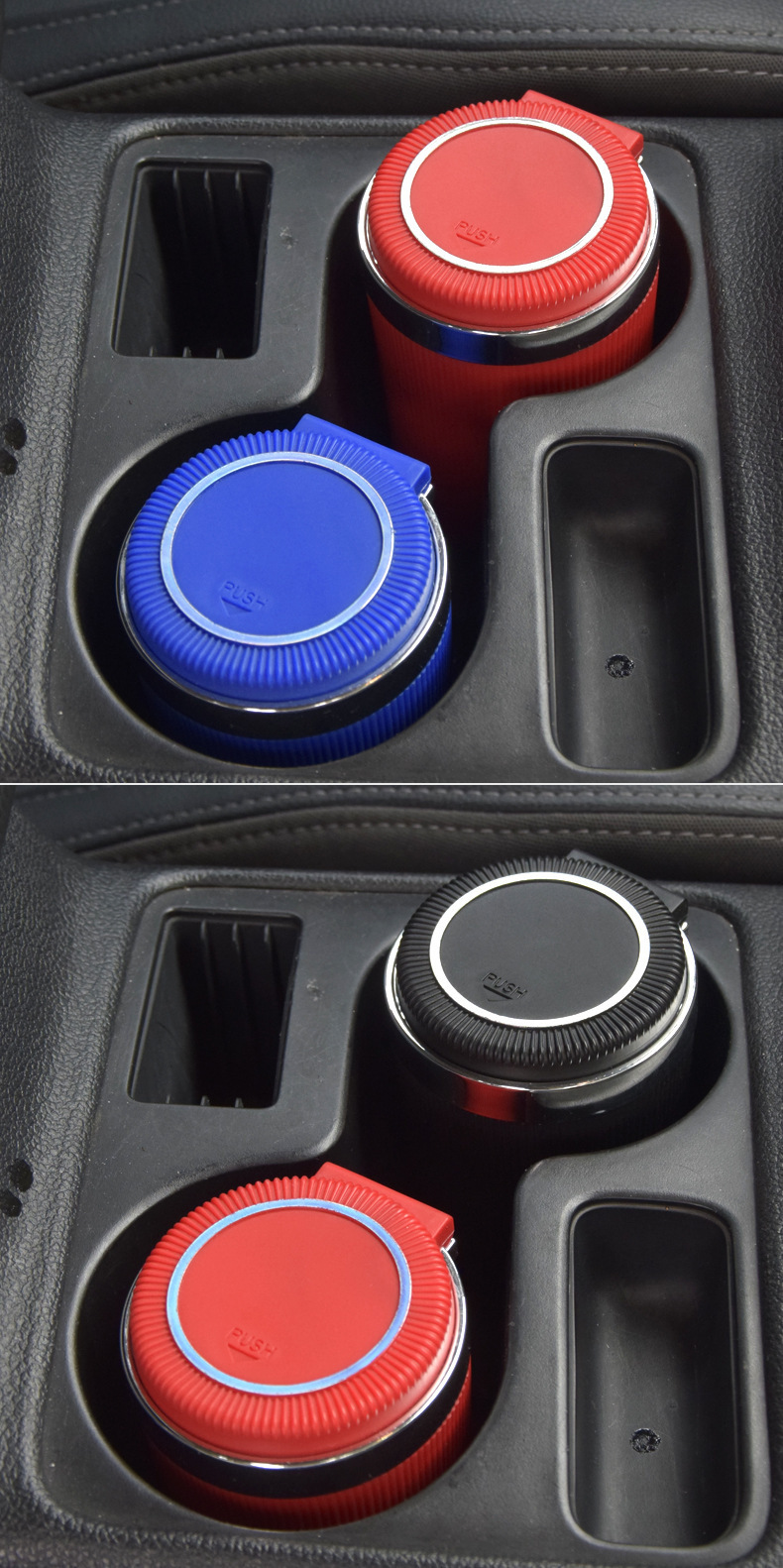 Car Ashtray Men's Multifunctional Pressing Metal Inner Tank Car Ashtray with Lamp High Flame Retardant Car Ashtray