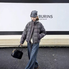 新款大码女装 高档时尚休闲简约格菱羽绒服 宽松大版女装外套