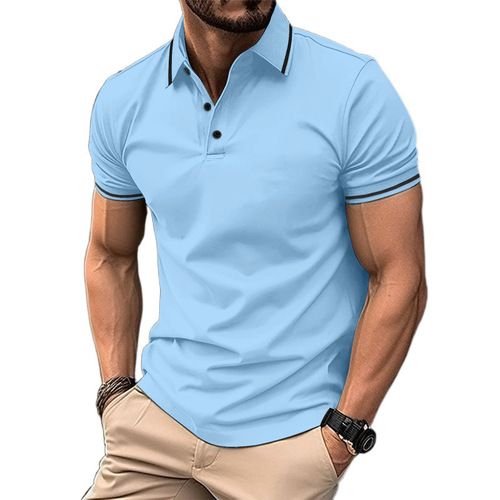 European and American cross-border Instagram 2024 summer AliExpress Amazon men's button-down ribbed collar sports polo shirt