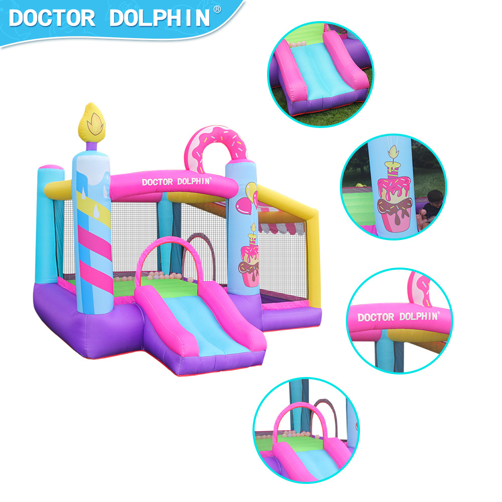 Castillo Inflable Infantil Doctor Dolphin, Mini Casa, Trampolín Pequeño, Tobogán, Área de Juegos Interior, Castillo Inflable