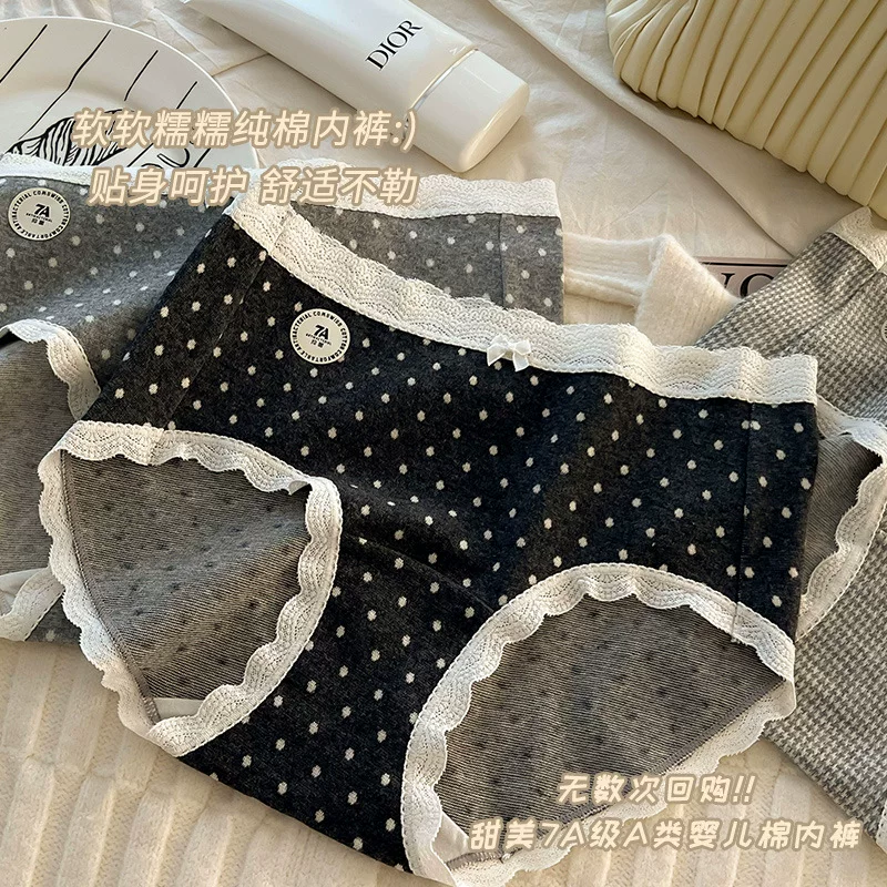 Pants, trousers, breathable cute Japanese cream underwear for hips shape correction with bow, plus size, mid rise, hip-accented