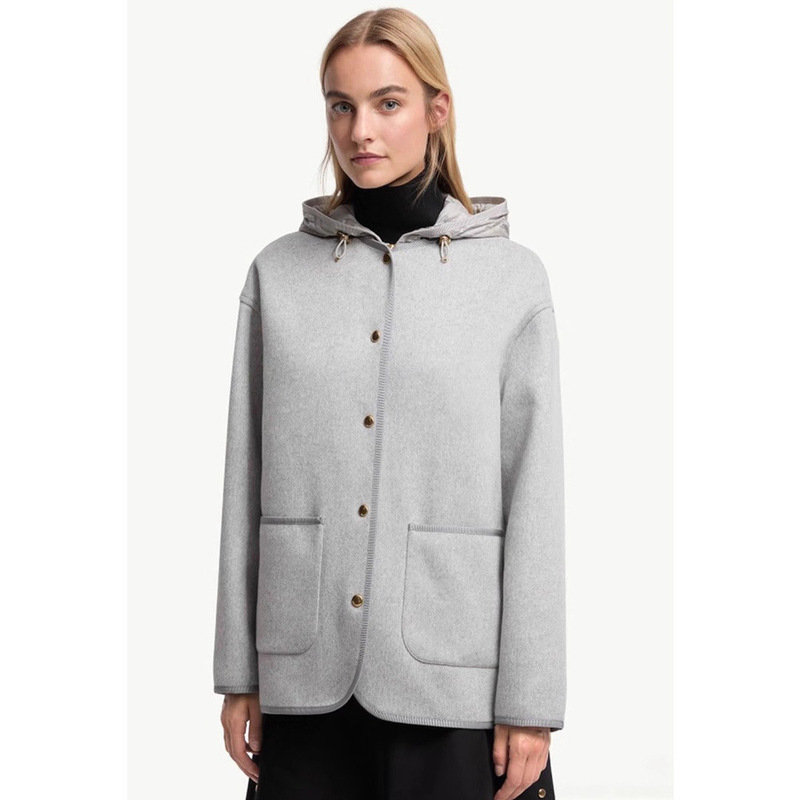 Wenjiu Three-In-One Detachable down Jacket 25 Winter New Style Wool Loose Short Hooded Jacket 1009