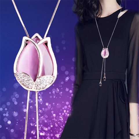 Cross-Border Popular Long Necklace Accessories, High-End Sweater Chain, Fashionable and Versatile Crystal Autumn and Winter Tassels with Clothes Pendants