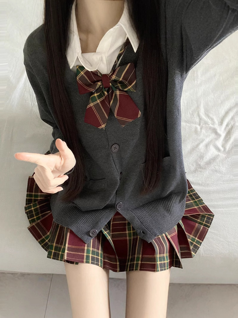 2024 가을, 겨울 새로운 니트 카디건 스웨터 초가을 착용 JK 유니폼 재킷 소형 다목적 원본