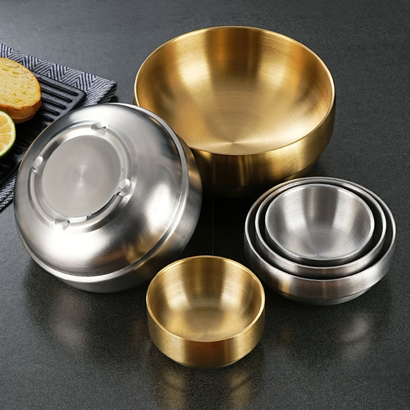 304 Stainless Steel Double-Layer Bowl Korean Rice Bowl Plus Soup Bowl Anti-Fall Palace Bowl Thickeneded Large-Capacity Noodle Bowl 304 Stainless Steel Double-Layer Bowl Korean Rice Bowl Plus Soup Bowl Anti-Fall Palace Bowl Thickeneded Large-Capacity Noodle Bowl