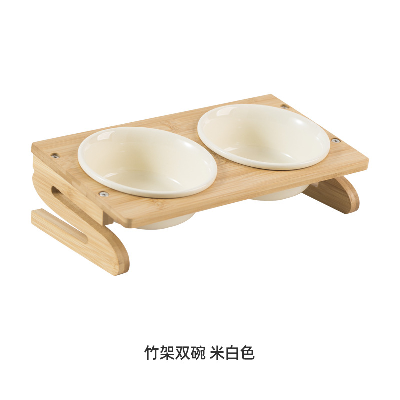 Tazón de cerámica gato tazón de comida para gatos tazón de perro tazón de beber tazón doble tazón de protección cervical suministros para mascotas