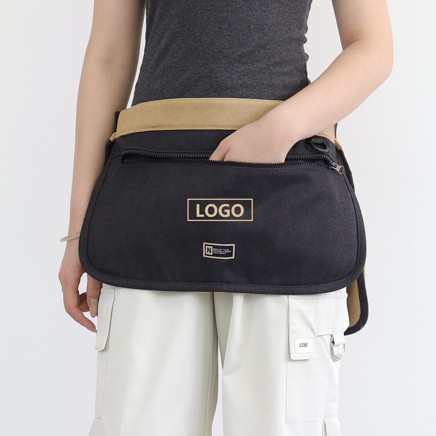 Amazon transfronterizo nuevo multifuncional bolsa de cintura bolsa de escuela cremallera multibolsillo picnic al aire libre delantal corto