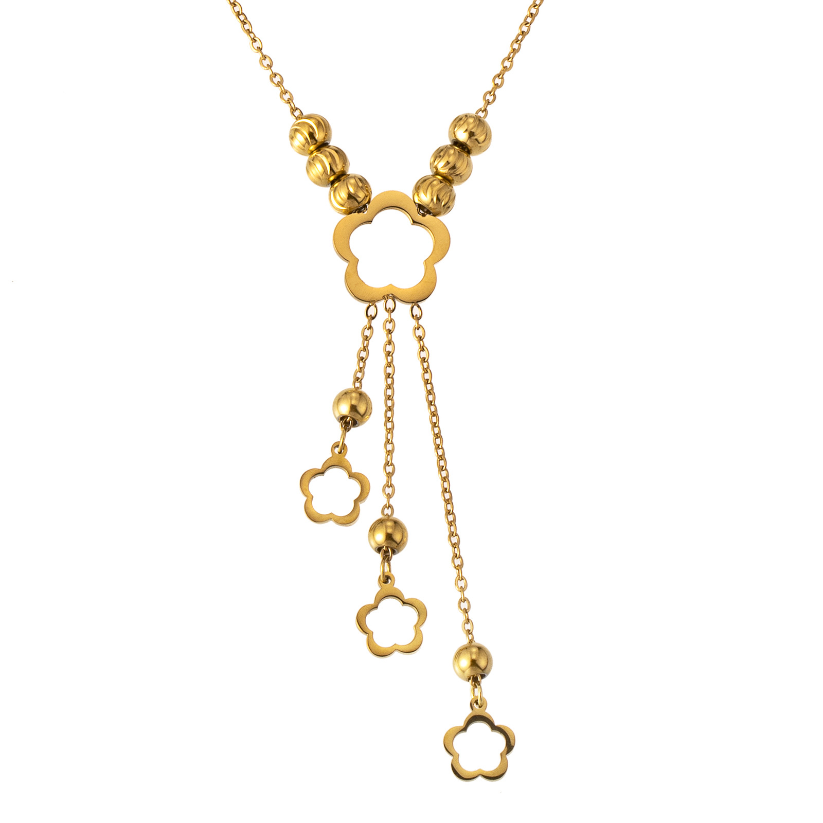 Retro Flower Stainless Steel Titanium Steel Plating Necklace 1 Piece