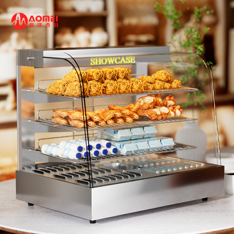 Aomai 商業便利なフライドチキンショップ台湾断熱キャビネット食品パンディスプレイキャビネットデリキャビネットハンバーガーフライドチキンキャビネット|undefined