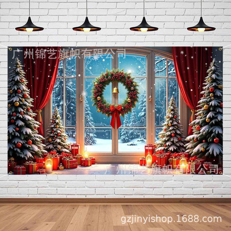 新しいクリスマス背景布アマゾンクリスマスツリーホリデーバナー装飾パーティーシーンレイアウト|undefined