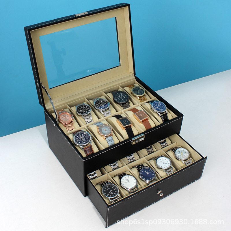 Caja de exhibición universal de cuero PU para relojes, embalaje portátil de alta gama para almacenamiento de múltiples relojes, ideal para dropshipping transfronterizo.