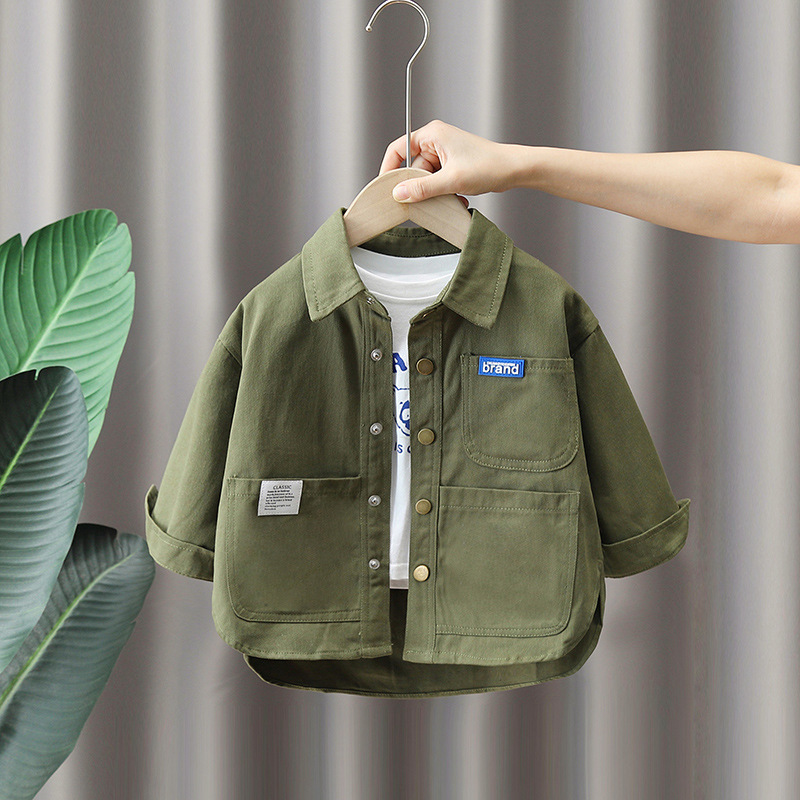 5897 Chaqueta de camisa para niños 2025 nueva ropa para niños Chaqueta de estilo occidental de estilo coreano para niños Top de primavera y otoño para bebés