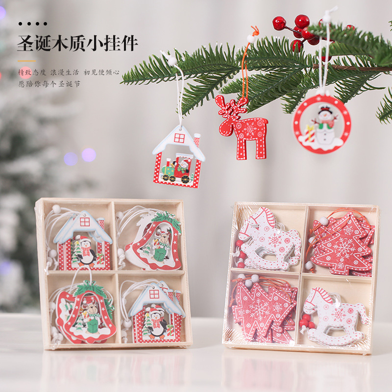 クリスマス装飾品創意木製の小さなペンダントクリスマスツリーのヘラジカの小さなペンダントプレゼントの精巧な木の箱の彩色のペンダント|undefined