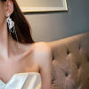 Extra-long crystal from pearl, advanced earrings, high-quality style, internet celebrity