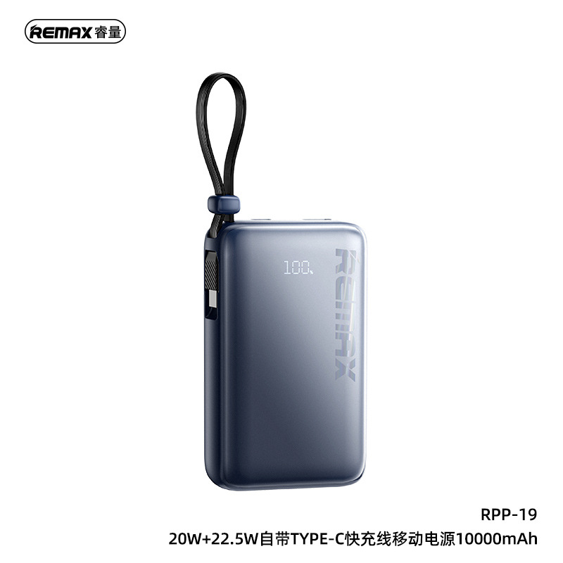 Remax con cable de carga rápida 10000mAh teléfono móvil pantalla digital fuente de alimentación móvil para Android Apple 3c