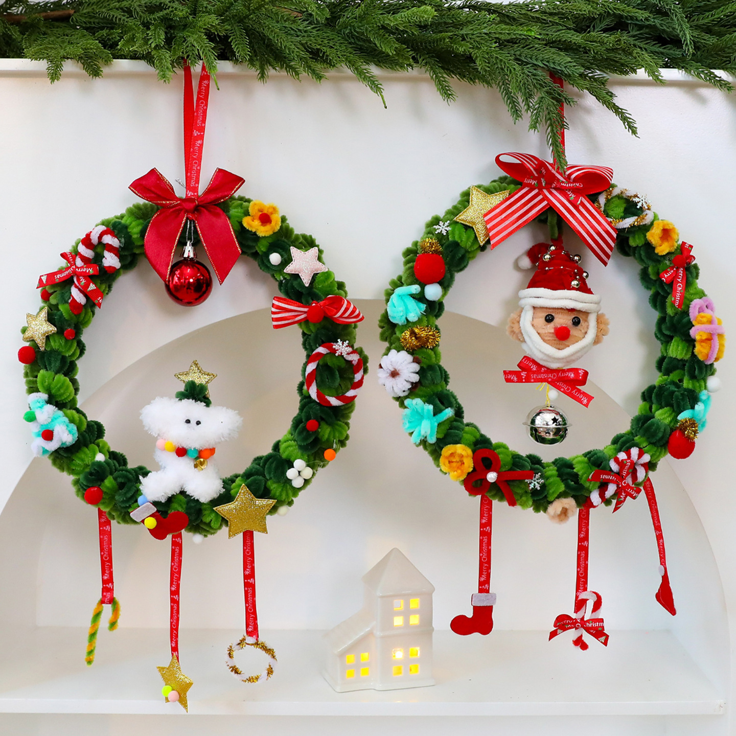 Shengyuan nuevo 27CM trenzado guirnaldas de Navidad colgante DIY guirnaldas de Navidad torsión de barra decoración de ventanas de hotel