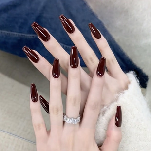 Cherry Red Nail Art Simple Temperament Long Ballet Armor Red Wear Armor Removable Nail Fake Nail Patch