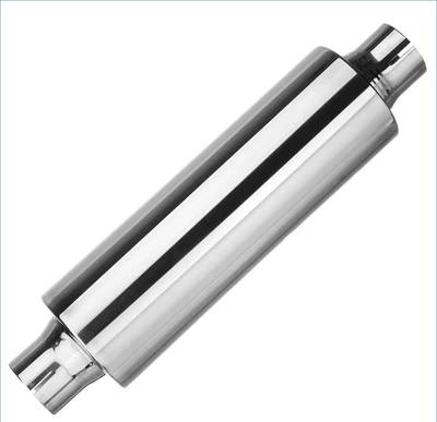 Car exhaust modification sound system, universal stainless steel direct exhaust with back-pressure tail section, rumble exhaust for street racing car sound (Exhaust pipe) - 51mm-interface-101-drum-diameter-small-drum-51mm-outlet