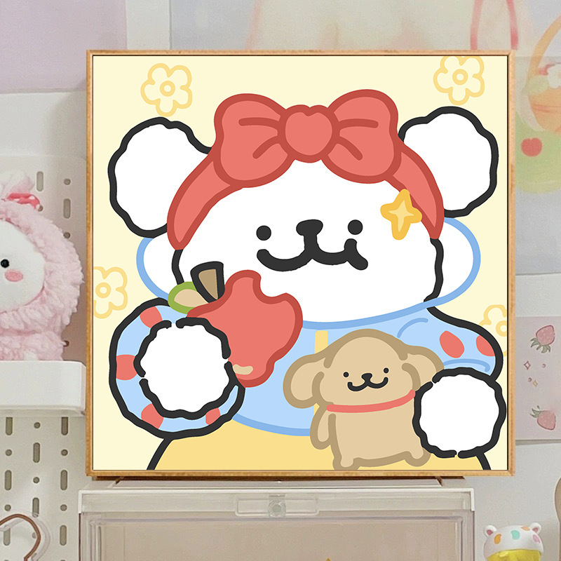 ライン子犬デジタル油絵 diy 手描き落書き漫画かわいい癒しの装飾メーカー卸売|undefined