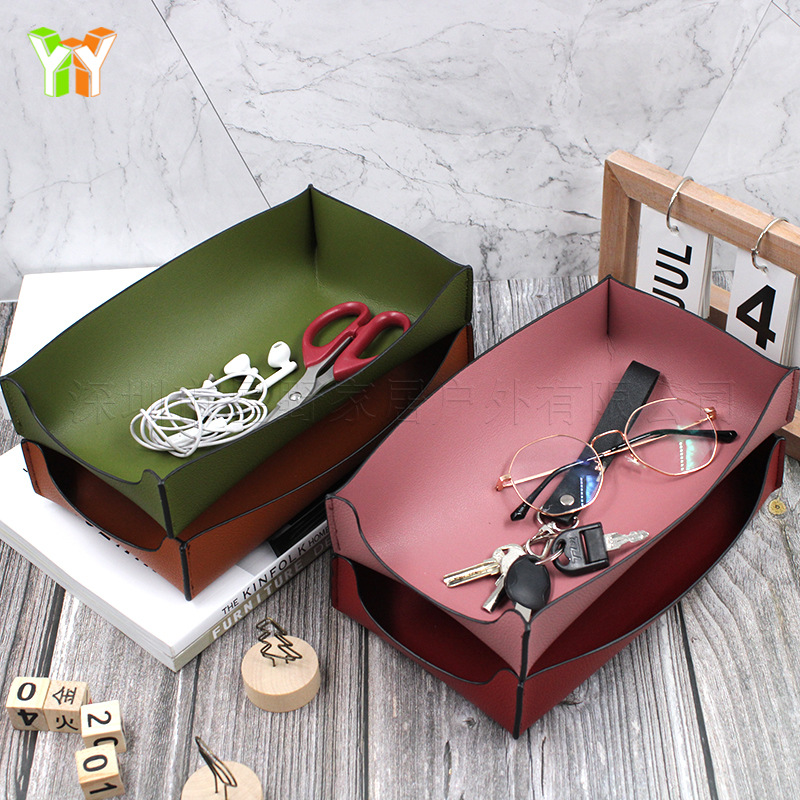 Ins Scandinavian Style Leather Desktop Storage Remote Control Watch Jewelry Box Ready-Made Simple Sundry Tray