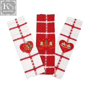 Cross-border wholesale trade for thick absorbent Santa Claus embroidered cotton tea towel tea cloth wipe cup towel