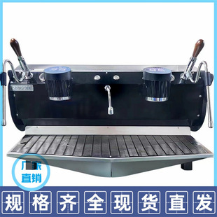 Commercial Semi-Automatic Coffee Machine, Espresso Machine with Three Pumps, Lever-Type Double-Head Steam, Household Stainless Steel Body