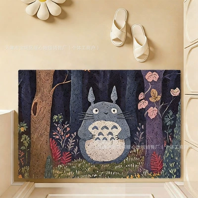 Avtomobil döşəmə paspasları: Mat for Home Entrance - totoro-and-the-silent-forest-4060cm-silk-circle