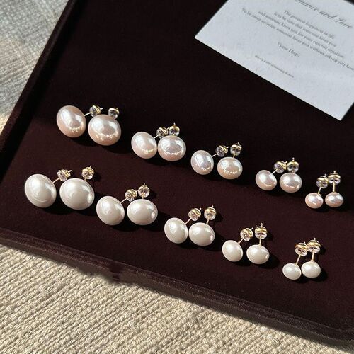 imitation 925 silver needle bun pearl large earring for women 2024 new design earrings unique design earrings trendy