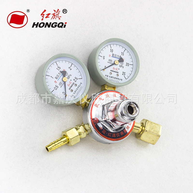 厂家直销 红旗仪表YQY-07氧气减压阀器 减压表氧气瓶连接阀压力表