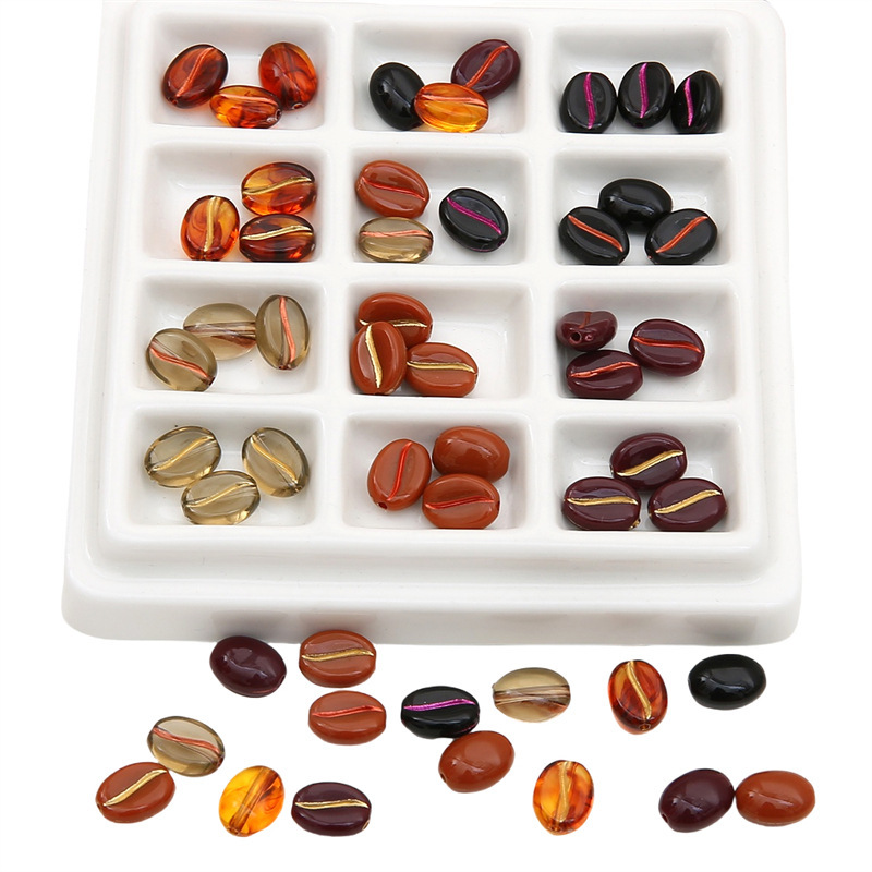 Acrílico dibujo oro retro granos de café cuentas sueltas accesorios de joyería DIY cuentas material de cadena de teléfono móvil