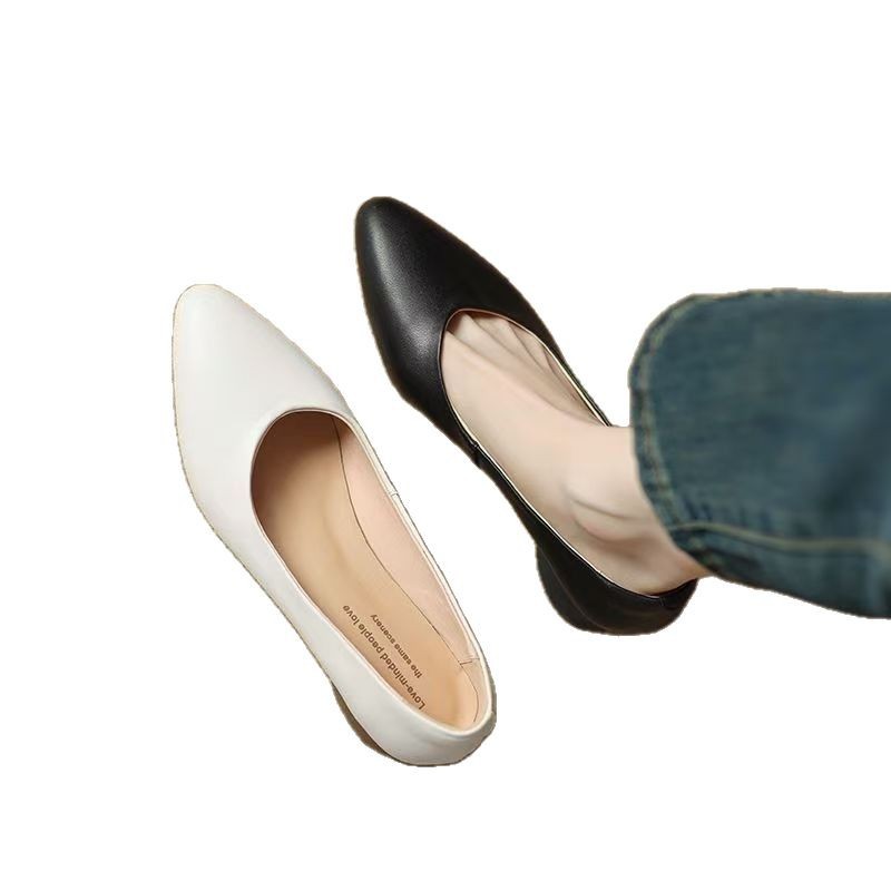 Genuine Flat For Women 2025 New Autumn Mom Pointed Toe Work Single Shoes Soft Leather Fairy Gentle Style_vogvips.com