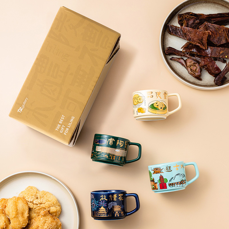 Fábrica de cerámica taza de cerámica taza de marca de taza de la ciudad de Liling serie de taza de café de 130 ml