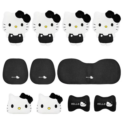 Car seat cushion, universal for Seat cushion, seat cover - black-and-white-kt-eleven-piece-luxury-set