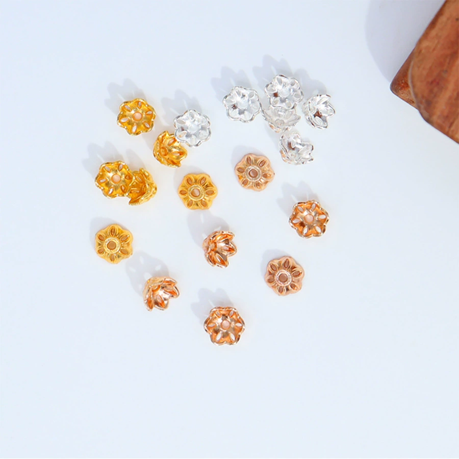 Сплав полый сосуд DIY старинный головной убор заколка для волос сумка бусины цветочный колпачок покрытие для электрофореза 6 мм шестилепестковые розетки аксессуары