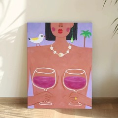 《海岛派对》抽象小众艺术装饰画多巴胺客厅美女挂画卡通壁画