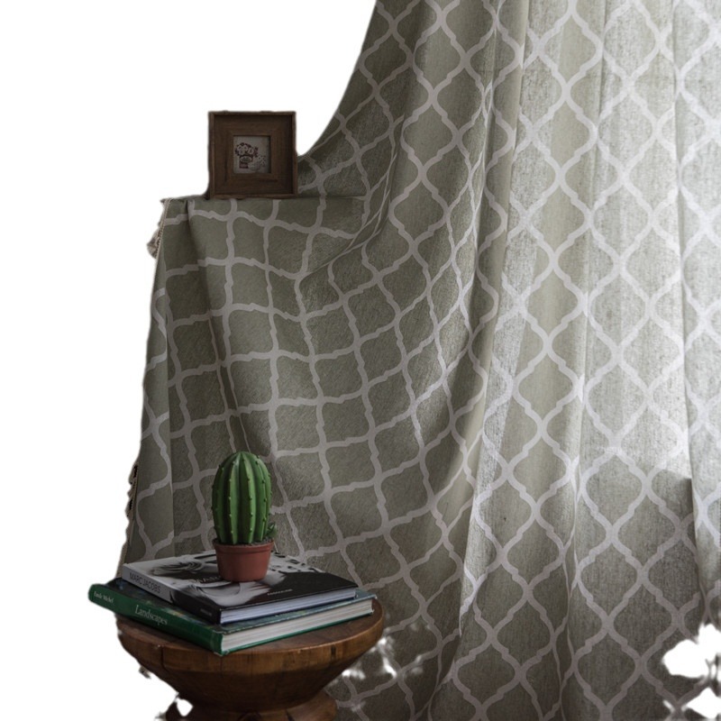 Minimalist Foreign Trade Polyester-cotton Geometric Diamond Pattern Yellow-green Tassel Fabric Home And Homestay Use,_voghion.com