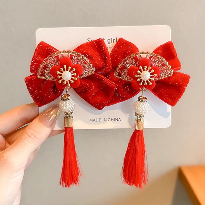 Ángora brocas de peluche rojas brocas de cabello para niños brocas de cabello de serpiente tarjeta de cabello de niña adornamientos de cabello de Año Nuevo al por mayor