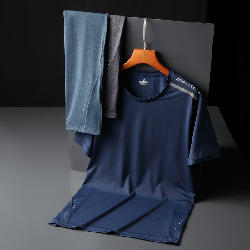 Summer thin breathable quick dry solid color sports silk short…